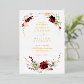 Waterverf Floral Boho Wedding Folie Uitnodiging (Staand Voorkant)