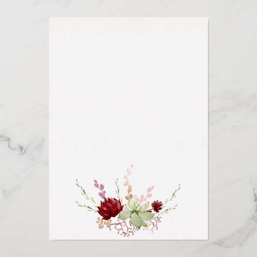 Waterverf Floral Boho Wedding Folie Uitnodiging (Achterkant)
