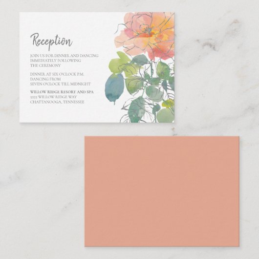 Waterverf Floral Boho Wedding Informatiekaartje (Voorkant / Achterkant)