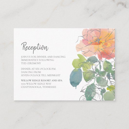 Waterverf Floral Boho Wedding Informatiekaartje (Voorkant)