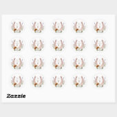 Waterverf Floral Boho Western Hoefijzer Monogram Ronde Sticker (Vel)