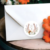 Waterverf Floral Boho Western Hoefijzer Monogram Ronde Sticker