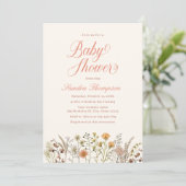 Waterverf Floral Boho Wildflower Baby shower Kaart (Staand voorkant)