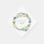 Waterverf Floral BOHO Wreath Ivory Rozen Rustic Servet (Hoek)
