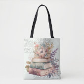 Waterverf Floral Book Lover Tote Bag (Voorkant)
