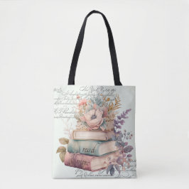  Waterverf Floral Book Lover Tote Bag
