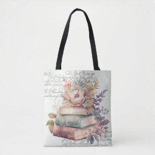  Waterverf Floral Book Lover Tote Bag