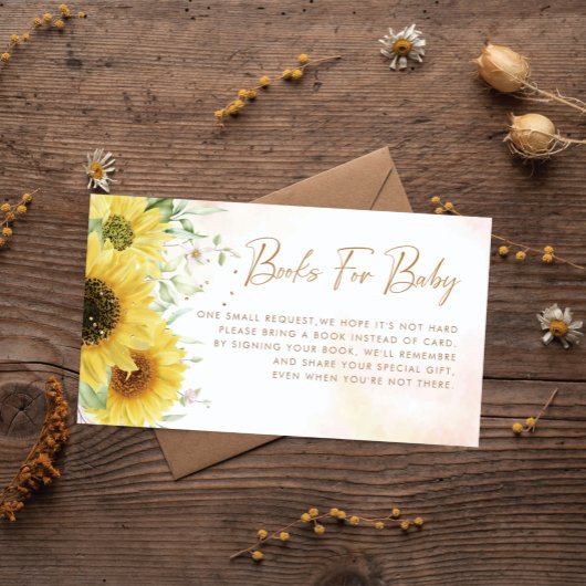 Waterverf Floral Book Request for Baby shower Informatiekaartje