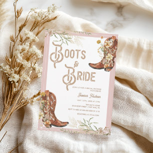 Waterverf Floral Boots & Bride Vrijgezellenfeest Kaart