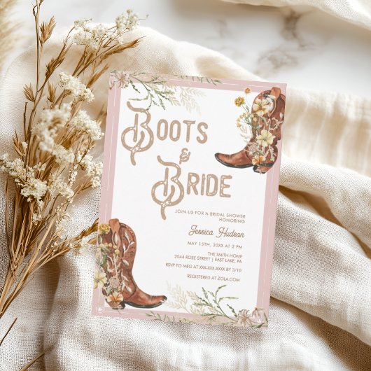 Waterverf Floral Boots & Bride Vrijgezellenfeest Kaart