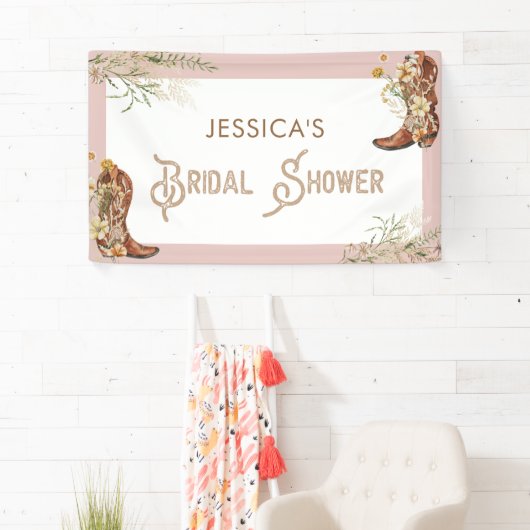 Waterverf Floral Boots & Bubble Vrijgezellenfeest Spandoek (Insitu)