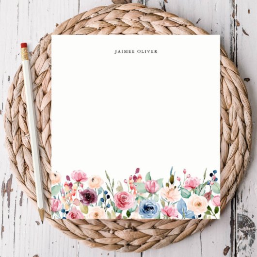 Waterverf Floral Border Personalized Notitieblok