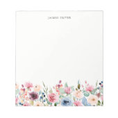 Waterverf Floral Border Personalized Notitieblok (Voorkant)