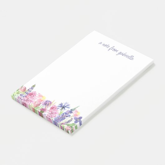  Waterverf Floral Border Personalized Post-it® Notes (Schuin)