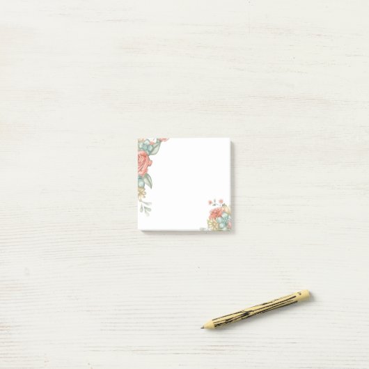 Waterverf Floral Borders Post-it® Notes (Op bureau)