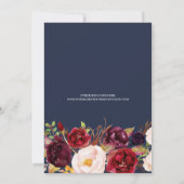 Waterverf Floral Botanical Arch Photo Lijst Navy Save The Date (Achterkant)