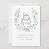 Waterverf Floral Botanical | Baby shower per post Kaart (Voorkant)