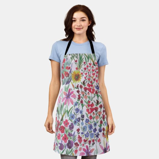 Waterverf Floral botanical Boho Garden Schort (Gedragen)