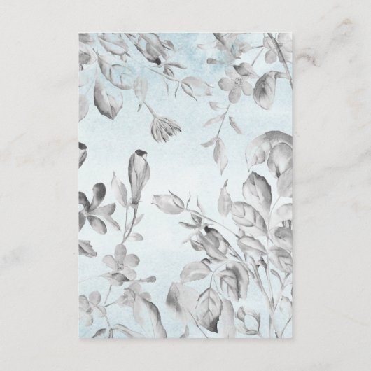 Waterverf Floral Botanical Dusty Blue Wedding Informatiekaartje (Achterkant)