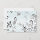 Waterverf Floral Botanical Dusty Blue Wedding RSVP Kaartje (Achterkant)