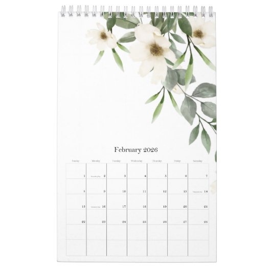 Waterverf Floral Botanical Garden Illustrations Kalender (Feb 2026)