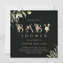 Waterverf Floral Botanical Letter Baby shower