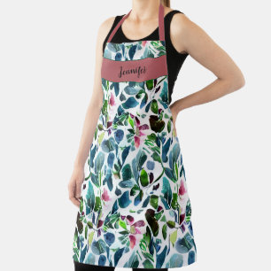 Waterverf Floral Botanical Monogram Naam Schort
