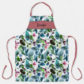 Waterverf Floral Botanical Monogram Naam Schort (Voorkant)