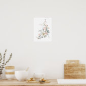 Waterverf Floral Botanical Peacock Illustration Poster (Keuken)