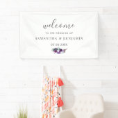Waterverf Floral Botanical Wedding Welkom Spandoek (Insitu)