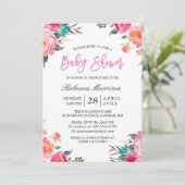 Waterverf Floral Botanisch WreatinBaby shower Kaart (Staand voorkant)