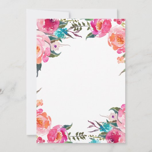 Waterverf Floral Botanisch WreatinBaby shower Kaart (Achterkant)