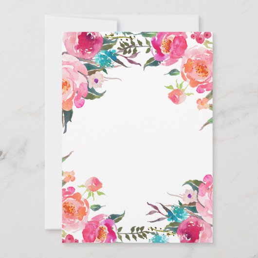 Waterverf Floral Botanisch WreatinVrijgezellenfees Kaart (Achterkant)