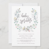 Waterverf Floral botanische adem | Baby Sprinkle Kaart (Voorkant)