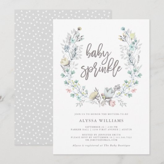 Waterverf Floral botanische adem | Baby Sprinkle Kaart (Voorkant / Achterkant)