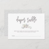 Waterverf Floral botanische adem | Diaper Raffle Informatiekaartje (Voorkant / Achterkant)