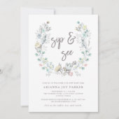 Waterverf Floral botanische adem | Sip en Zie Kaart (Voorkant)