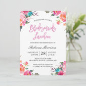 Waterverf Floral Botanische Bridesmaids Luncheon Kaart (Staand voorkant)
