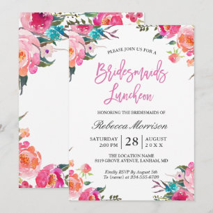 Waterverf Floral Botanische Bridesmaids Luncheon Kaart