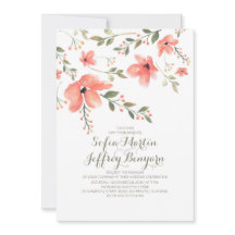 Waterverf Floral Botanische bruiloft uitnodigingen