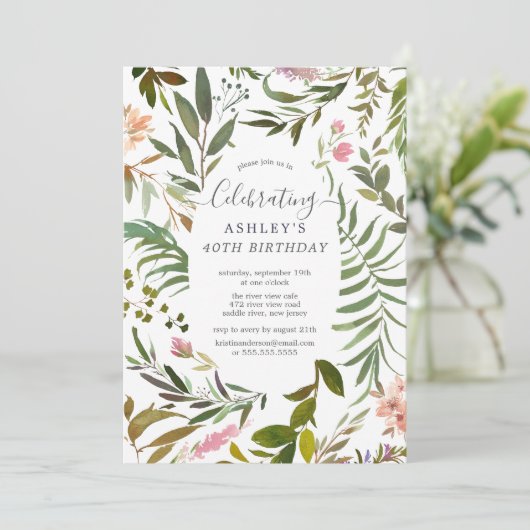 Waterverf Floral Botanische Dagen Kaart (Staand voorkant)