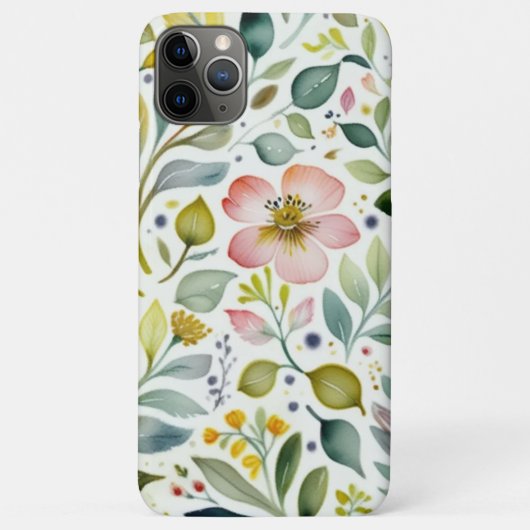 Waterverf Floral Botanische iPhone 11 pro max Hoes (Achterkant)