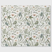 Waterverf Floral Botanische Tuin Patroon Cadeaupapier (Vlak)
