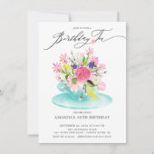 Waterverf Floral Bouquet Birthday Tea Kaart (Voorkant)