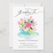 Waterverf Floral Bouquet Birthday Tea Kaart (Voorkant)