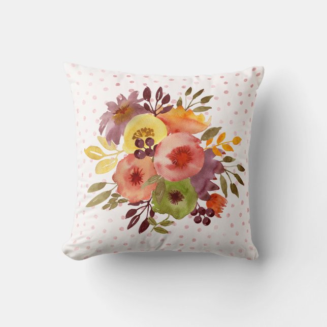 Waterverf Floral Bouquet Design Kussen (Voorkant)