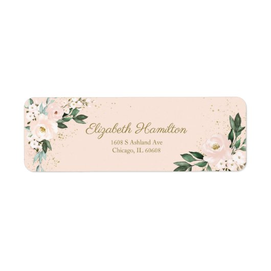 Waterverf Floral Bouquet Elegant Etiket (Voorkant)