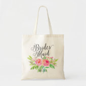 Waterverf Floral Bouquet|Gepersonaliseerde Bridesm Tote Bag (Voorkant)
