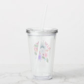  Waterverf Floral Bouquet Monogram Acryl Drinkbeker (Achterkant)