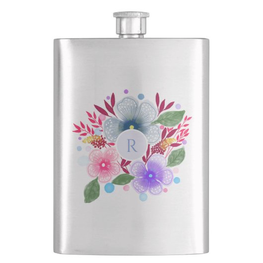  Waterverf Floral Bouquet Monogram Flacon (Voorkant)